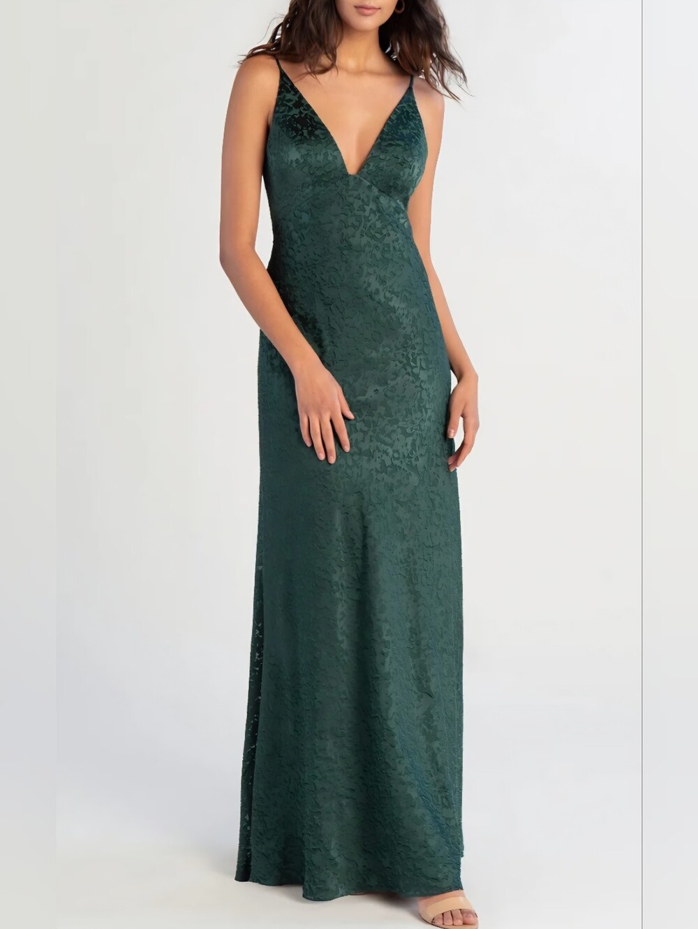 Jenny Yoo Green Gemma satin burnout fabric Wedding Evening Slip Dress Deep V 10